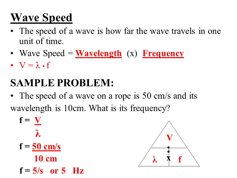 Wave Speed The speed of a wave is how far the wave travels in one unit of time.