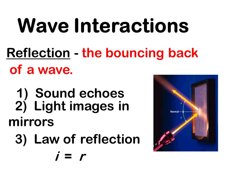 Wave Interactions Reflection - the bouncing back of a wave.