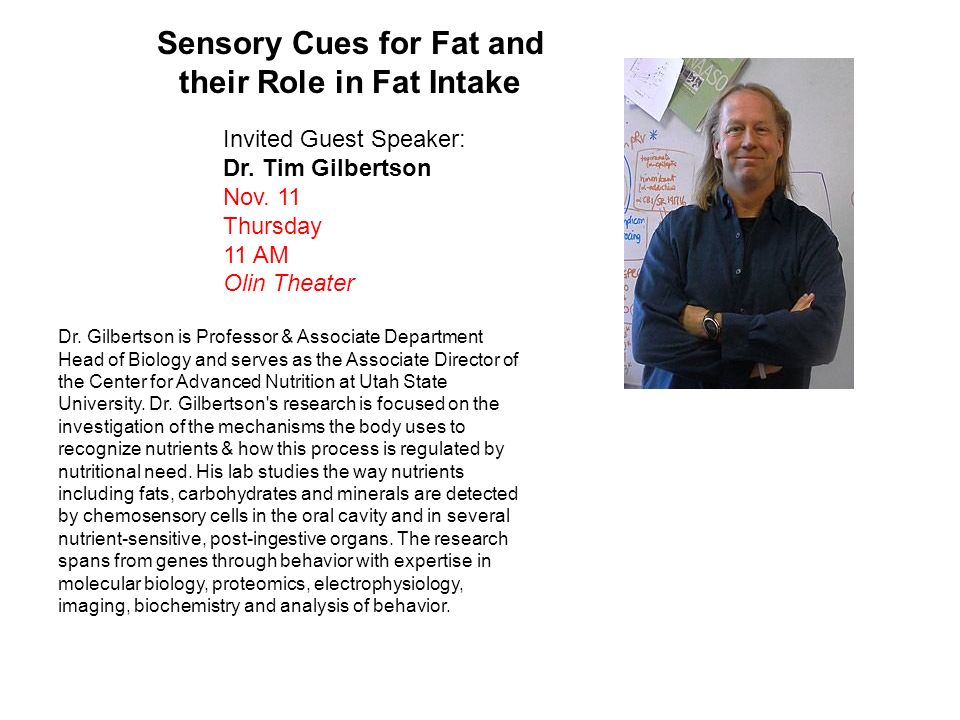 Invited Guest Speaker: Dr. Tim Gilbertson Nov.