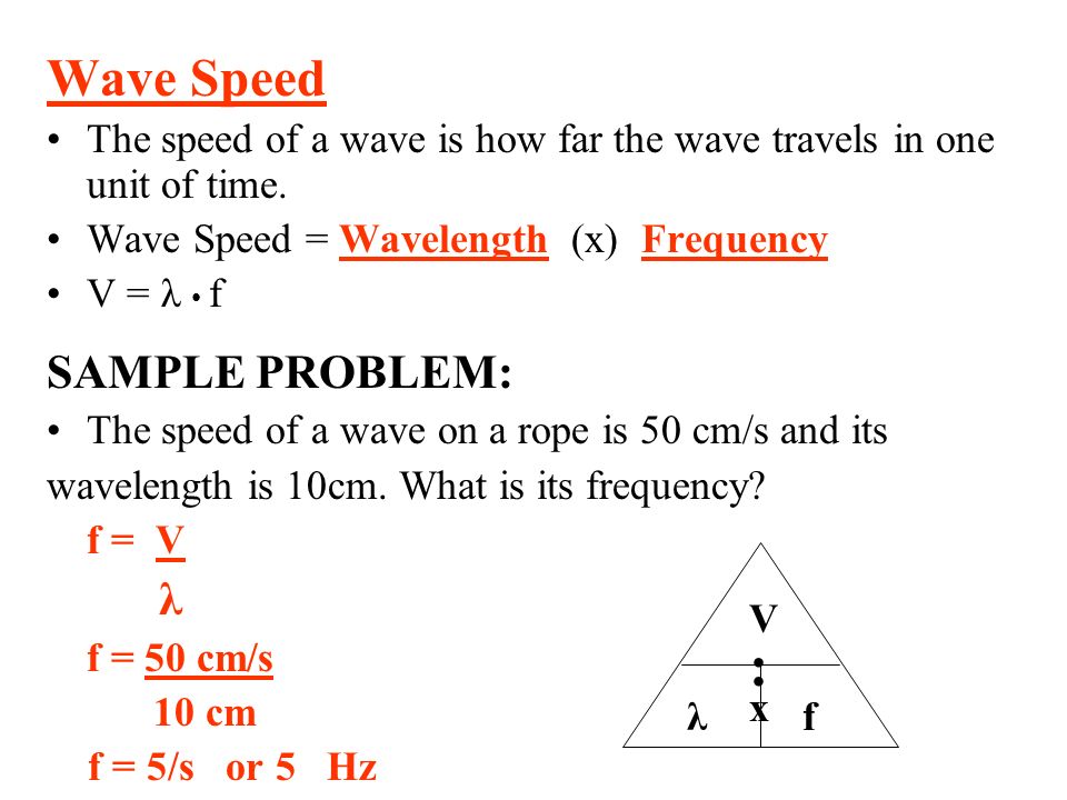 Wave Speed The speed of a wave is how far the wave travels in one unit of time.