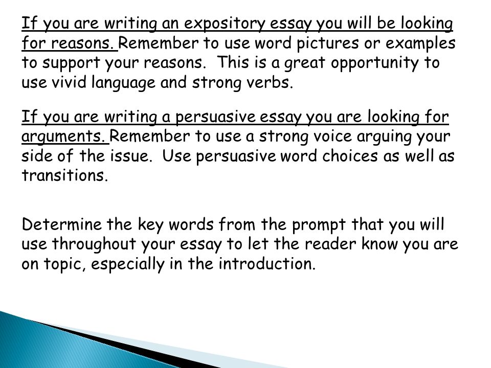 If you are writing an expository essay you will be looking for reasons.
