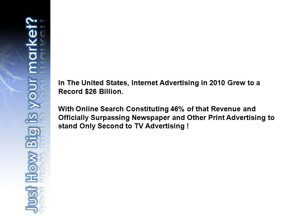 In The United States, Internet Advertising in 2010 Grew to a Record $26 Billion.