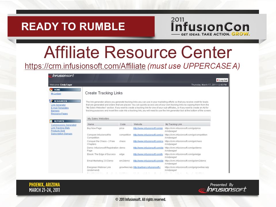 Affiliate Resource Center   (must use UPPERCASE A)