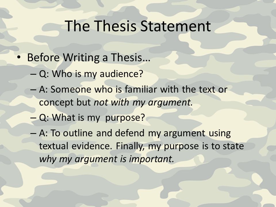 But ‘Where do I start ’ you might ask... Start with a thesis statement!