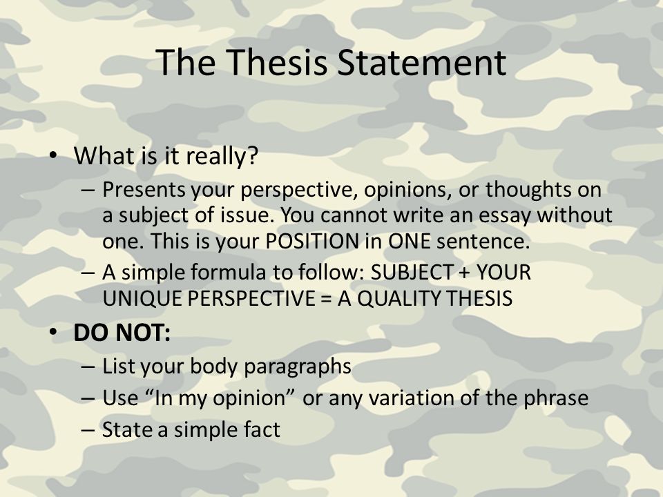 The Thesis Statement Before Writing a Thesis… – Q: Who is my audience.
