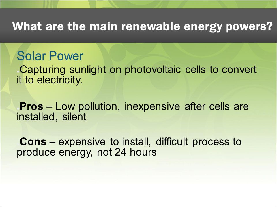 What are the main renewable energy powers.