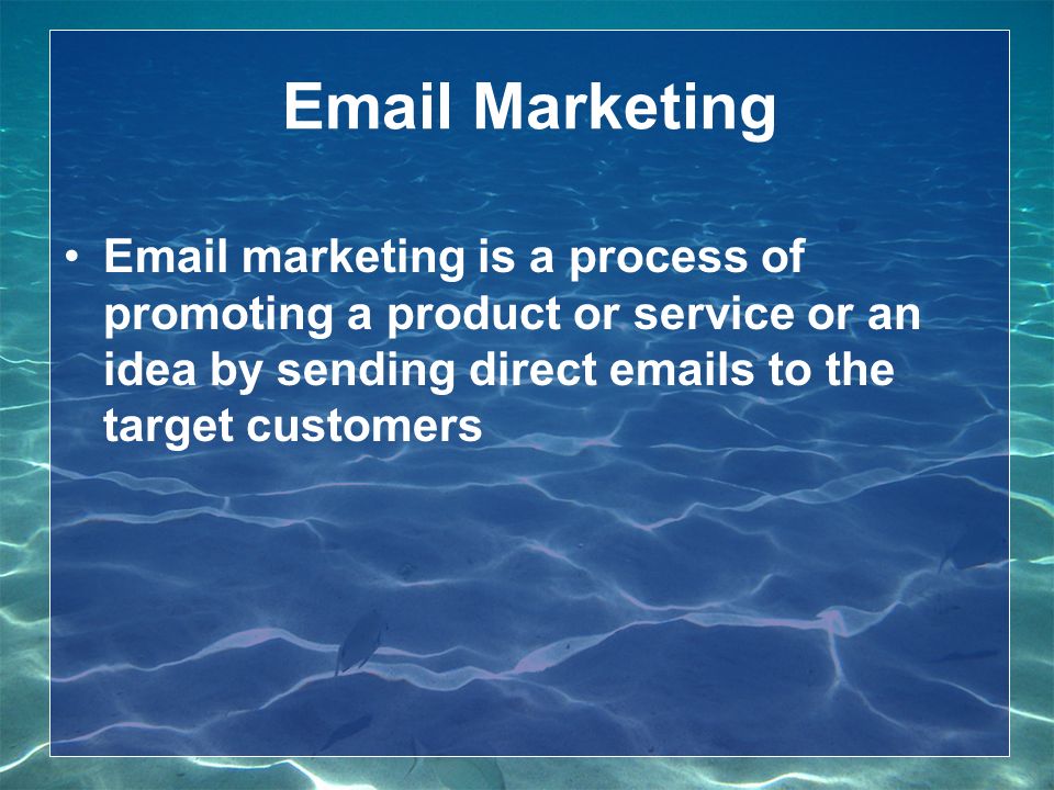 Marketing  marketing is a process of promoting a product or service or an idea by sending direct  s to the target customers
