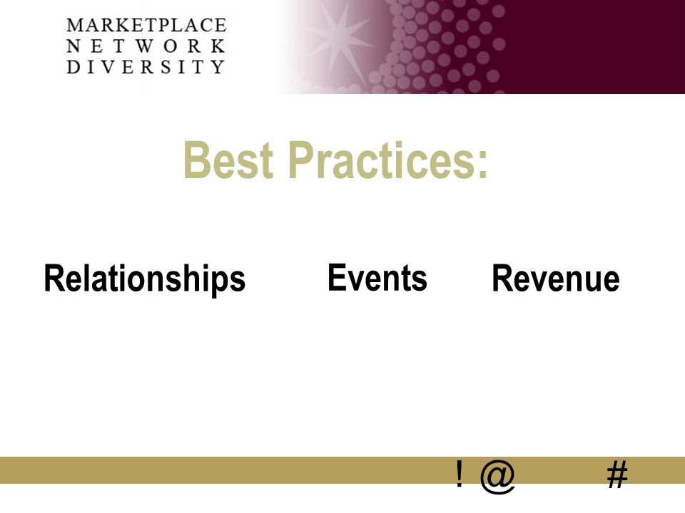 @! # Best Practices: RelationshipsRevenue Events