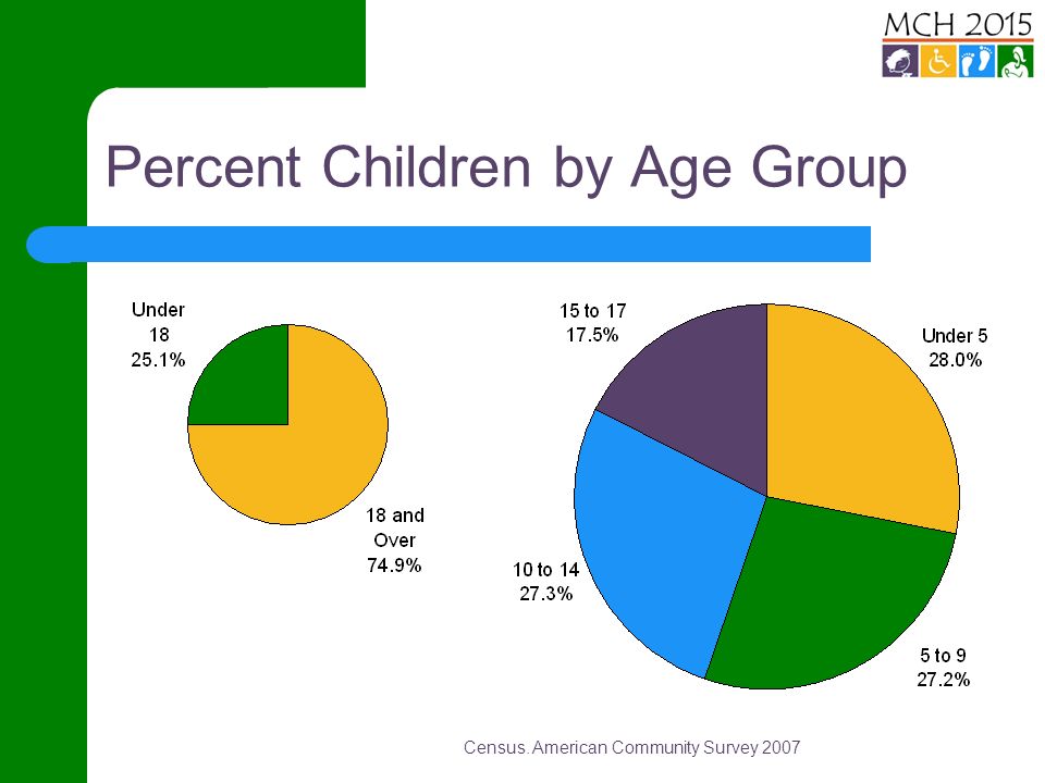 Percent Children by Age Group Census. American Community Survey 2007