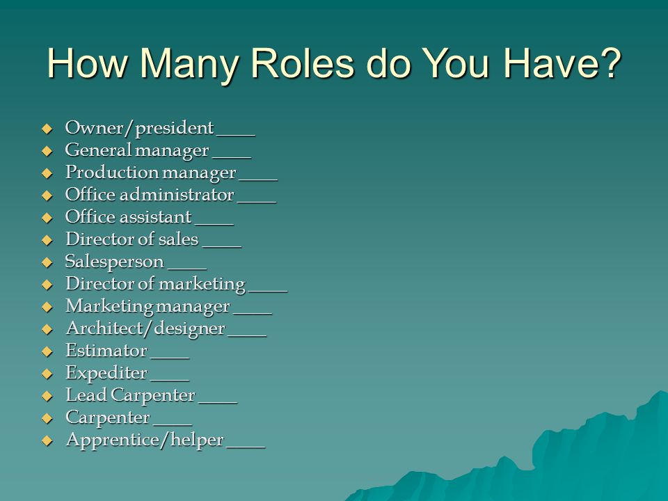 How Many Roles do You Have.