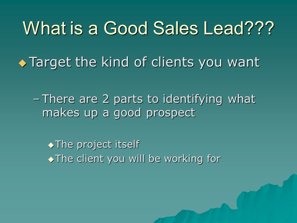 What is a Good Sales Lead .