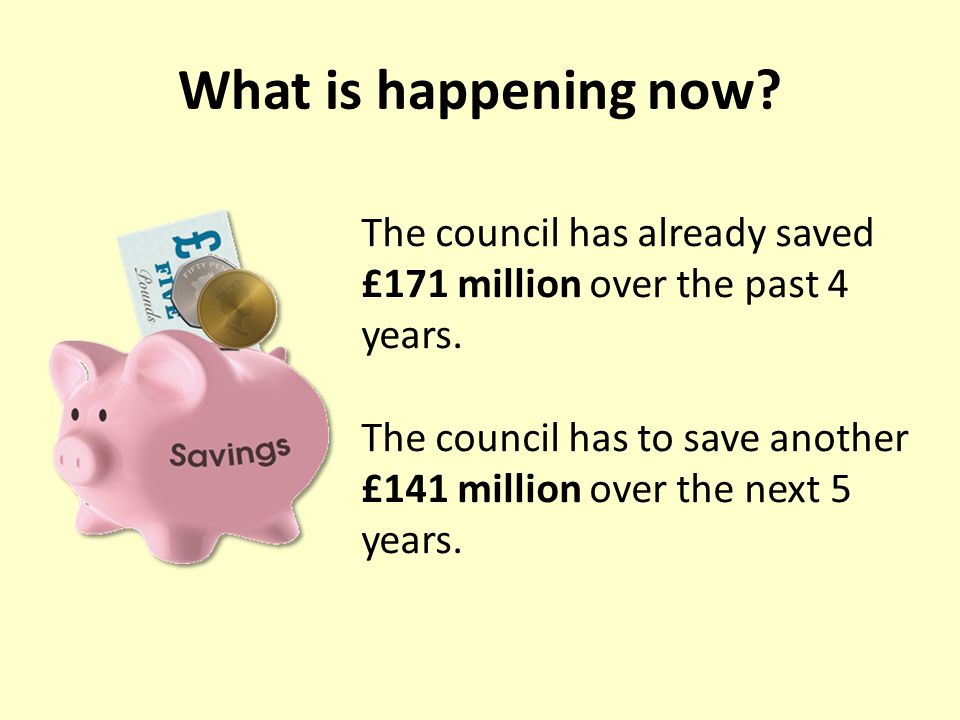 What is happening now. The council has already saved £171 million over the past 4 years.