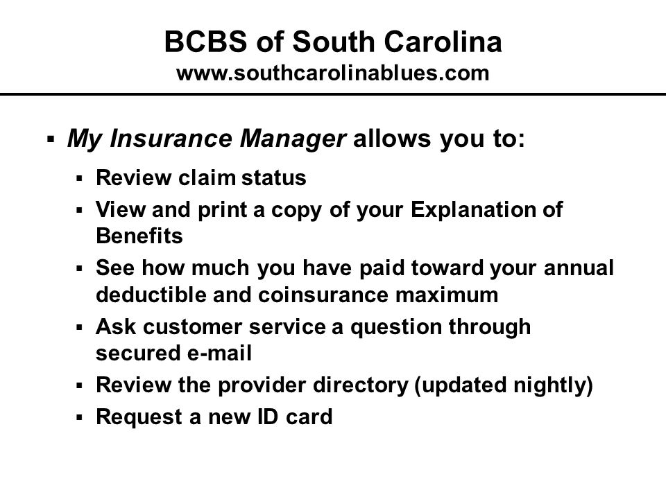 My Insurance Manager >> South Carolina Budget And Control Board Employee Insurance My Insurance Manager >> South Carolina Budget And Control Board Employee Insurance