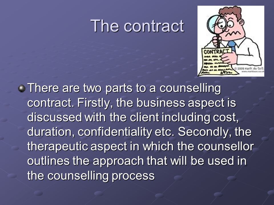 person centred counselling contract examples