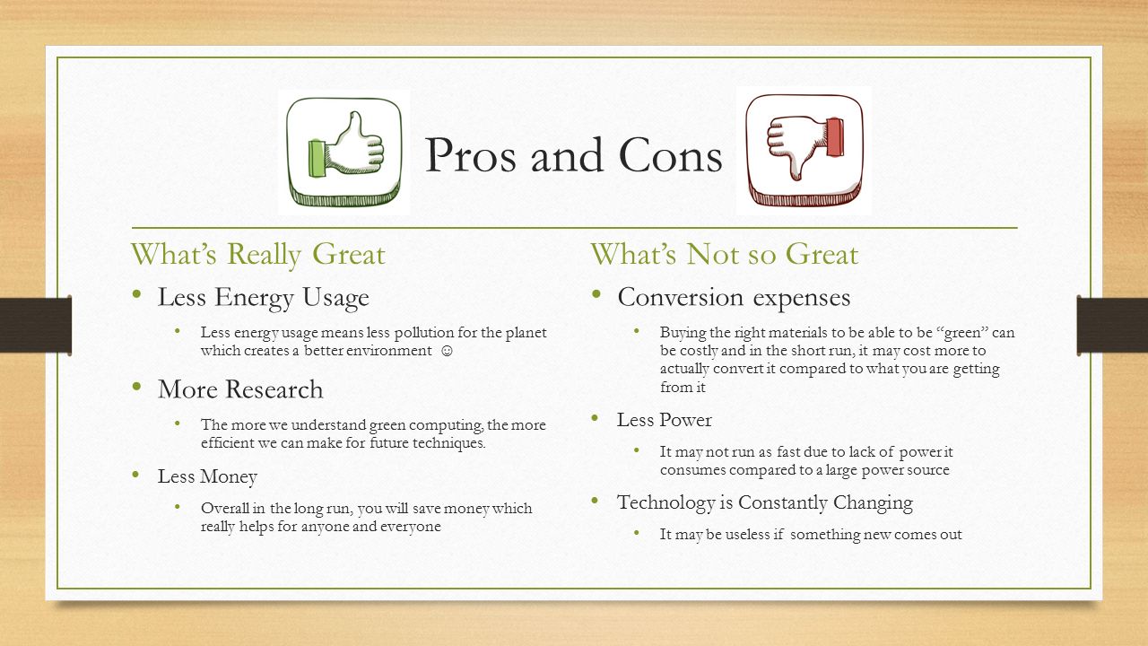 pros and cons of green technology