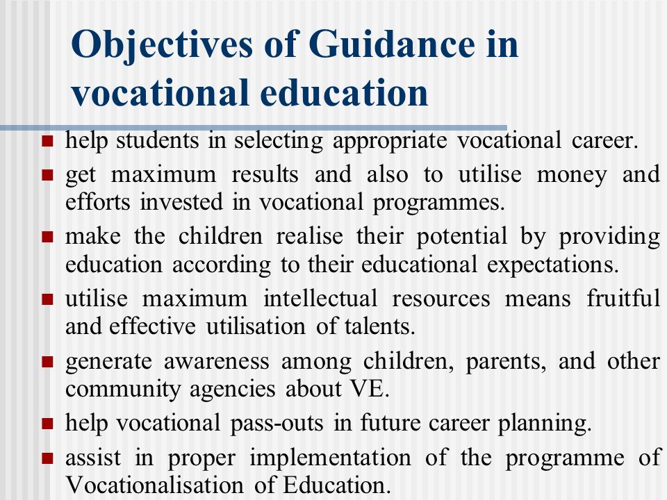 objectives of vocational guidance