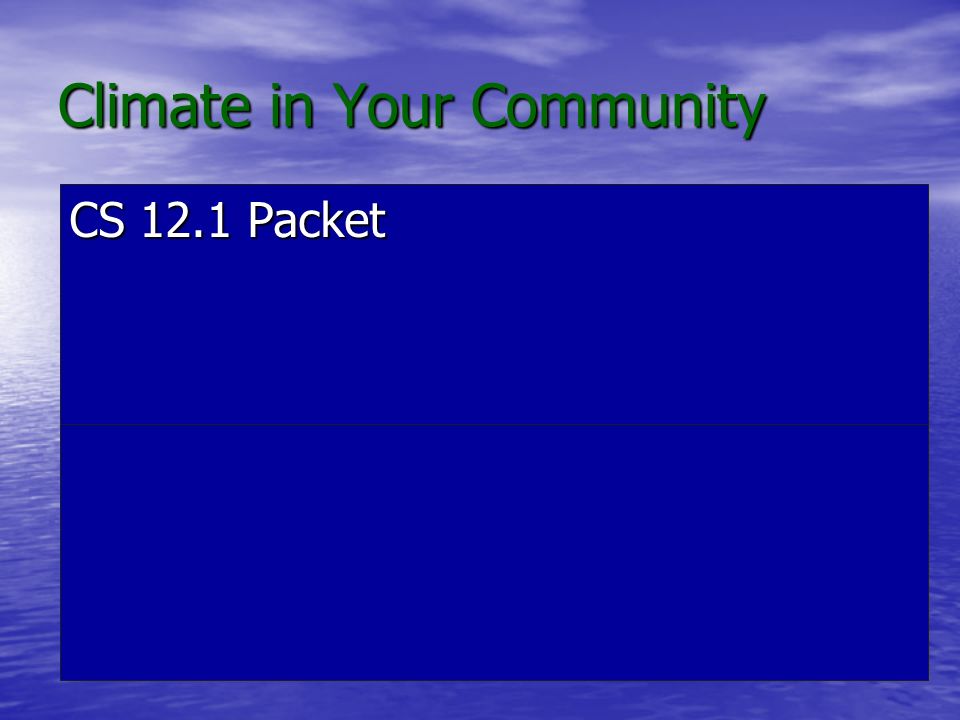 Climate in Your Community CS 12.1 Packet