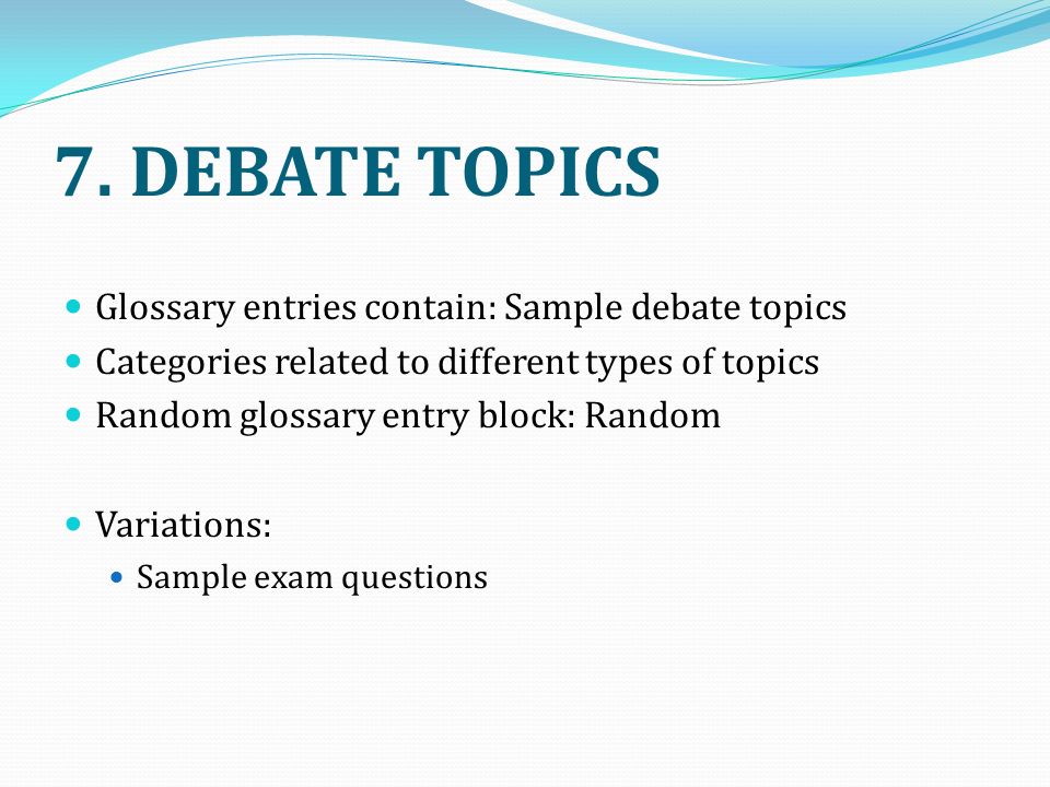 random debate topics my