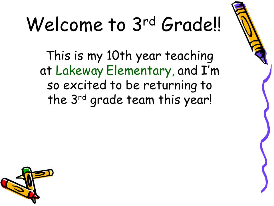Welcome to 3 rd Grade!.