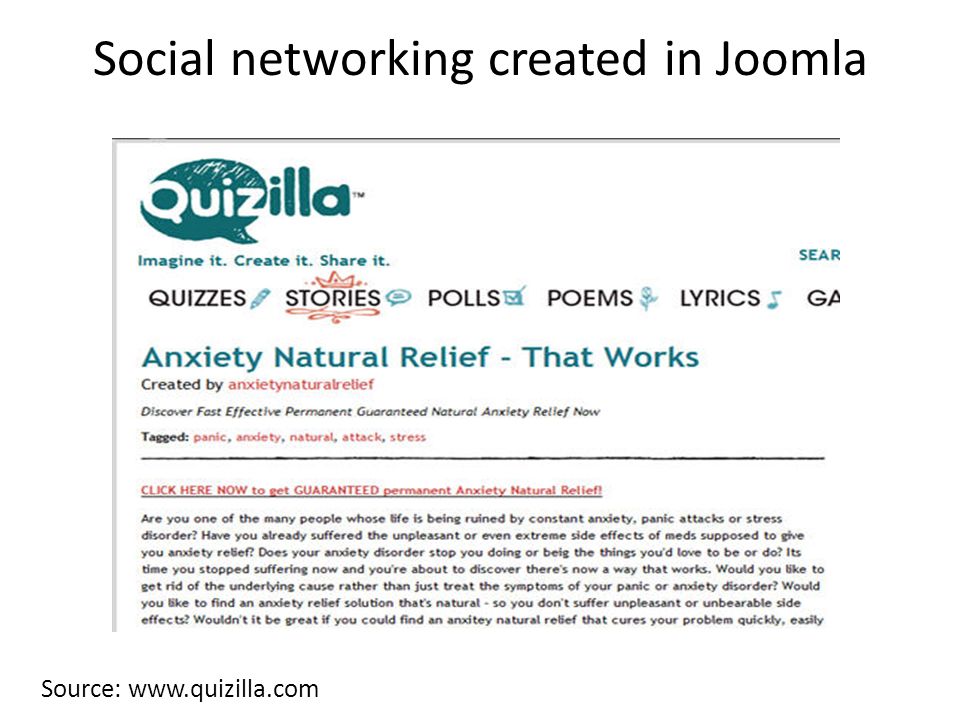 Social networking created in Joomla Source: