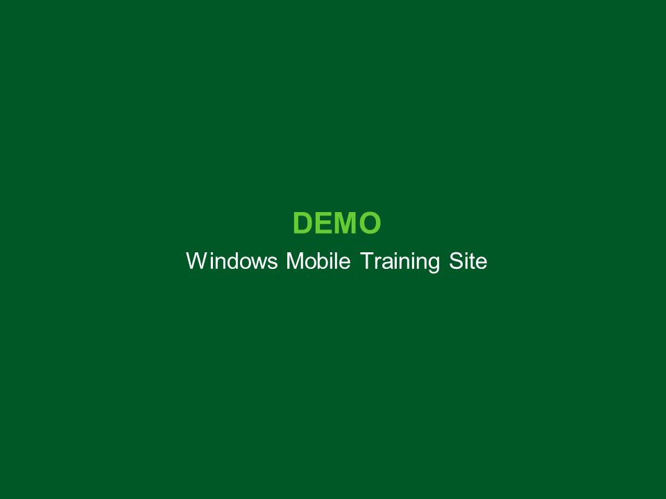 DEMO Windows Mobile Training Site