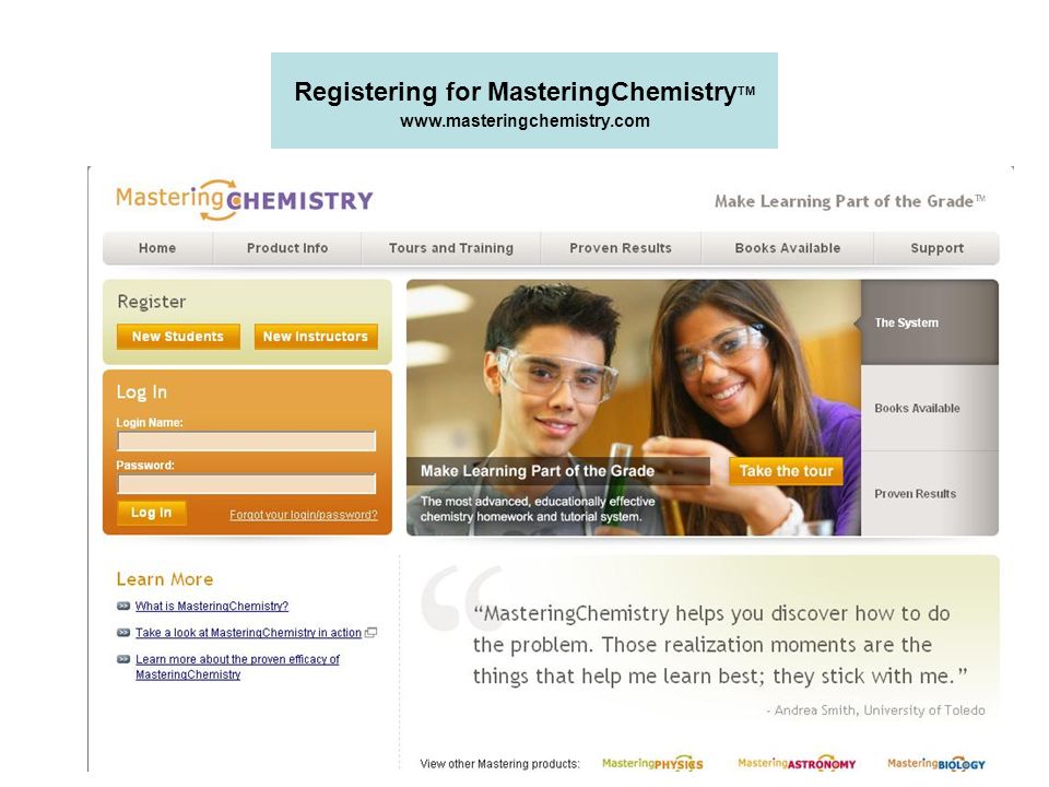 Registering for MasteringChemistry TM
