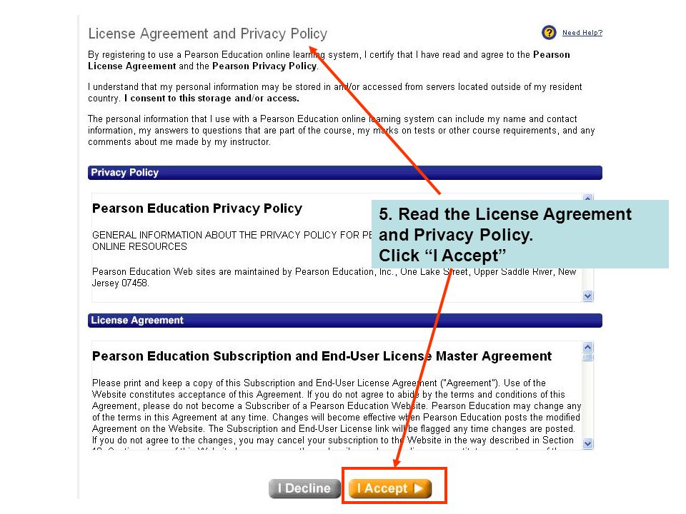 5. Read the License Agreement and Privacy Policy. Click I Accept