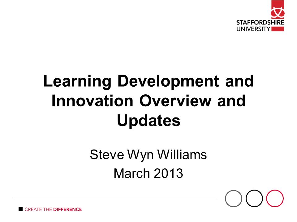 Learning Development and Innovation Overview and Updates Steve Wyn Williams March 2013
