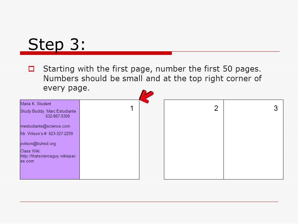 Step 3:  Starting with the first page, number the first 50 pages.