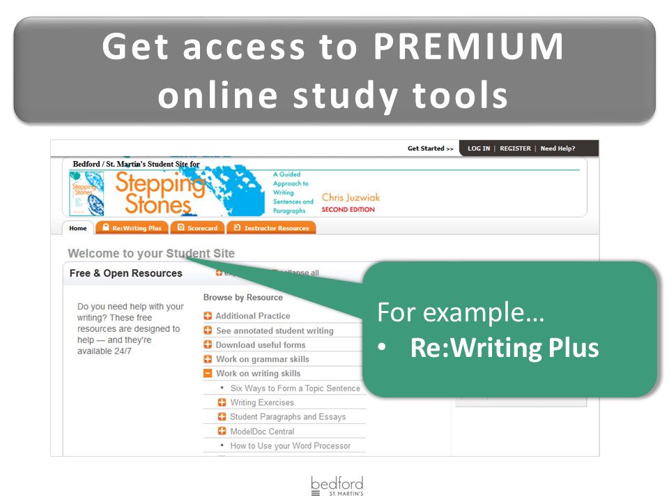 Get access to PREMIUM online study tools Get access to PREMIUM online study tools For example… Re:Writing Plus