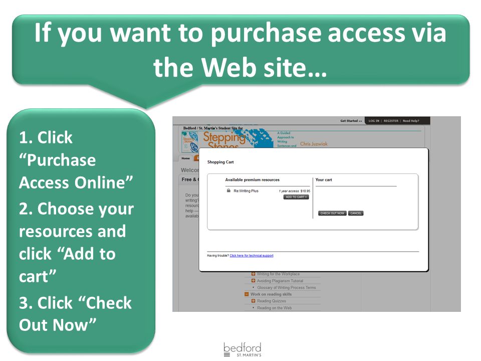 If you want to purchase access via the Web site… 1.