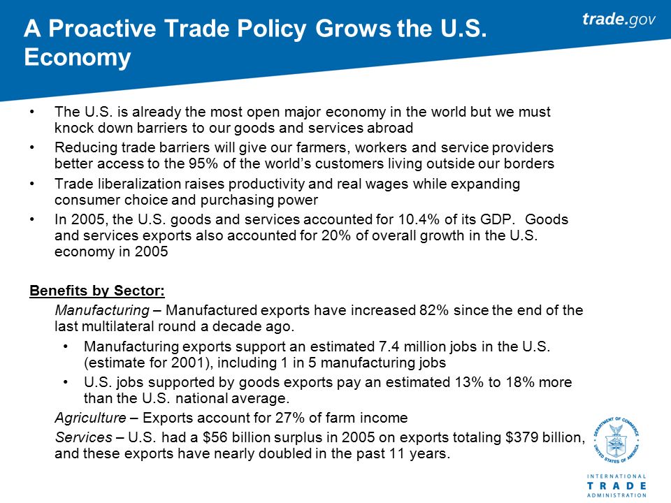 A Proactive Trade Policy Grows the U.S. Economy The U.S.
