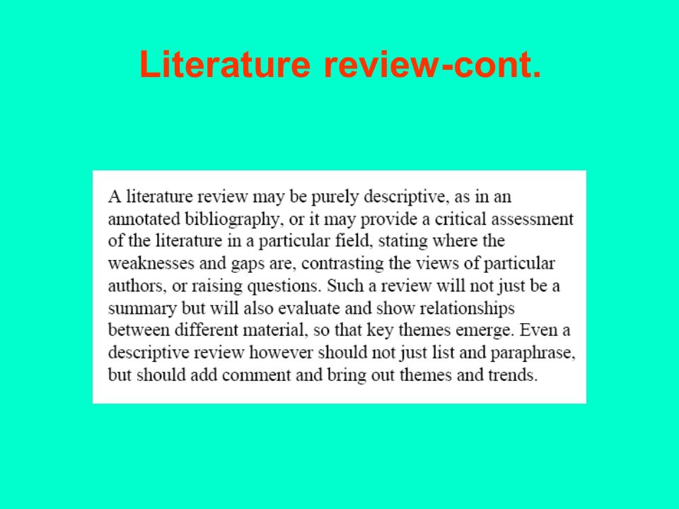 Literature review-cont.