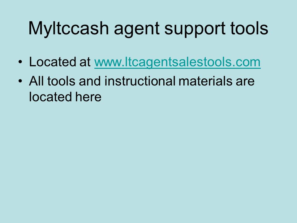 Myltccash agent support tools Located at   All tools and instructional materials are located here