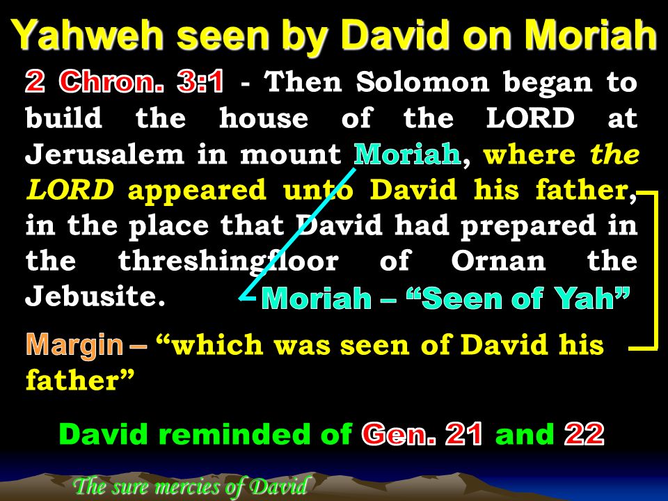 Yahweh seen by David on Moriah The sure mercies of David