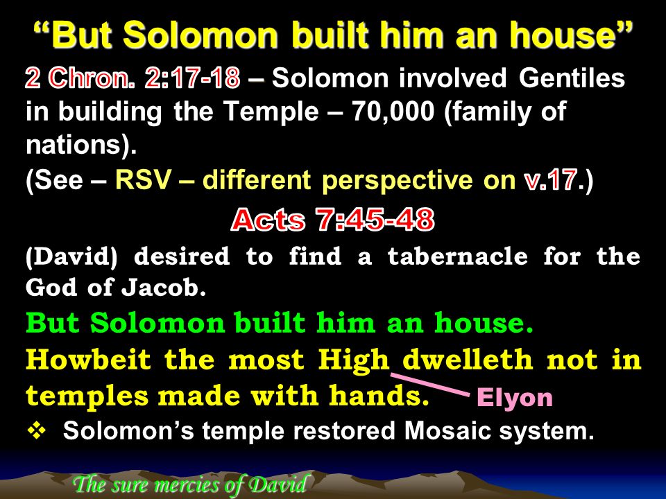 But Solomon built him an house Elyon The sure mercies of David
