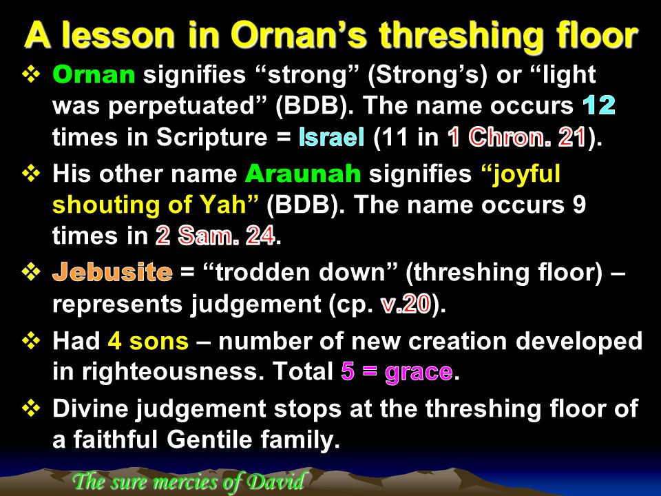 A lesson in Ornan’s threshing floor The sure mercies of David