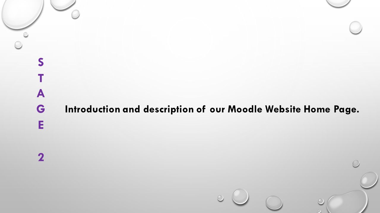 Introduction and description of our Moodle Website Home Page.