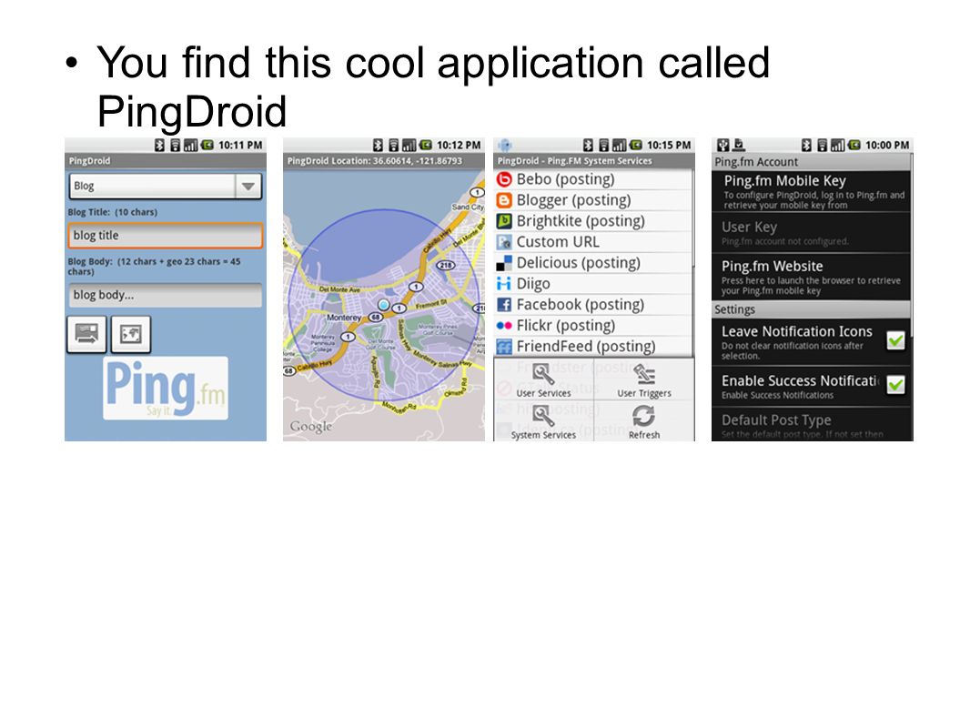 You find this cool application called PingDroid