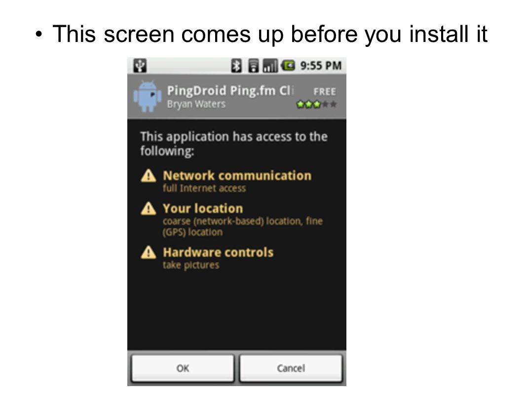 This screen comes up before you install it