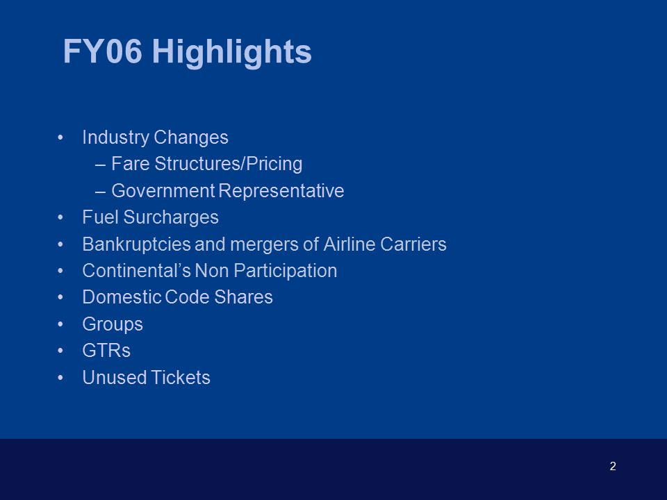 GSA Federal Supply Service AIRLINE CITY PAIR PROGRAM FY2006 SUMMARY