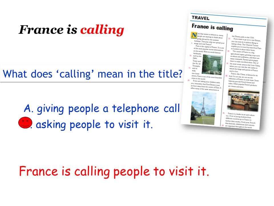 What should I do before going there France is calling a travel brochure