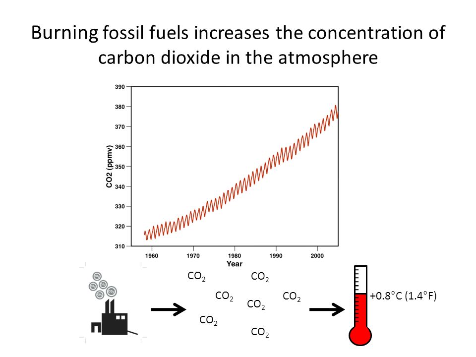 CO °C (1.4°F) Burning fossil fuels increases the concentration of carbon dioxide in the atmosphere
