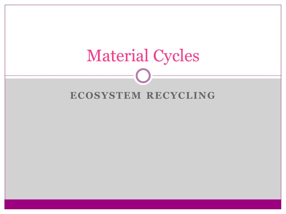 ECOSYSTEM RECYCLING Material Cycles