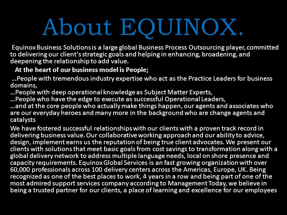 About EQUINOX.