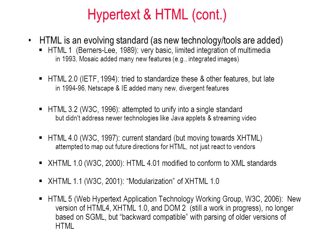 COMP519: Web Programming Autumn 2013 Basic HTML hypertext tags ...