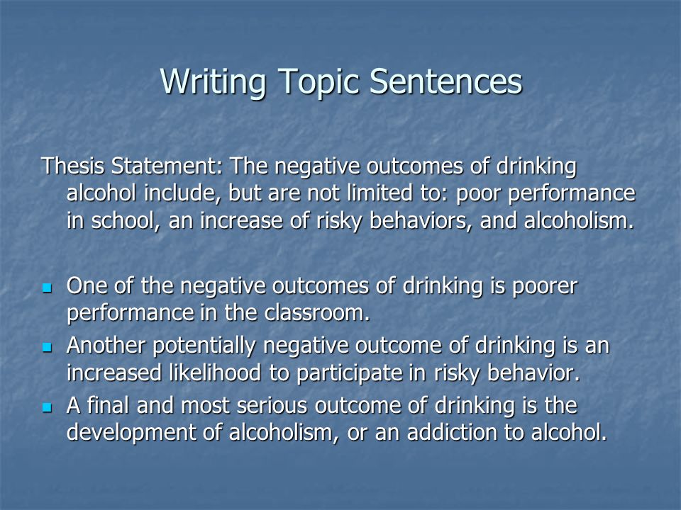 thesis statement on drinking alcohol