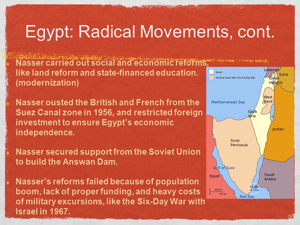 Egypt: Radical Movements, cont.