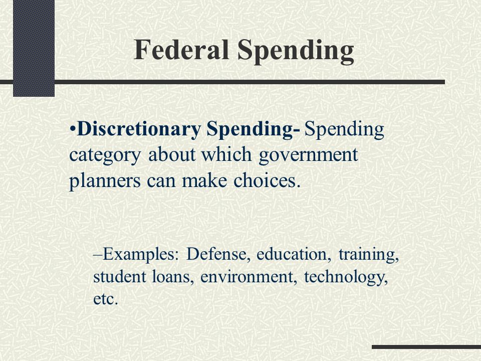 Discretionary Spending- Spending category about which government planners can make choices.