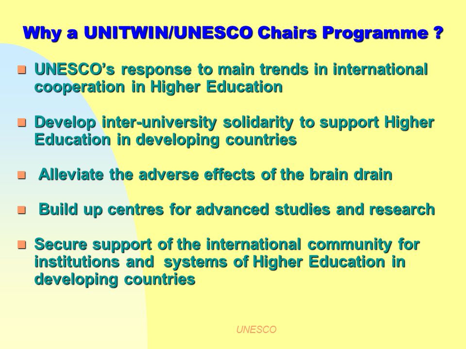Directory: UNESCO Chairs and UNITWIN Networks